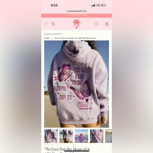 Brand new size small lilac Pink Palm Puff hoodie and sweatpant